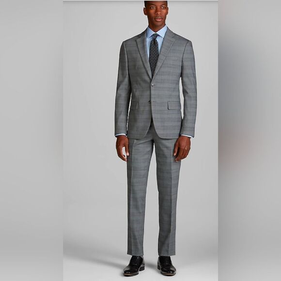 Jos. A. Bank Wool Gray Glen Plaid Suit Separates Jacket & Pants Formal Size 46R - Picture 1 of 16